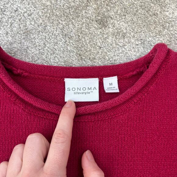 Vintage Sonoma Lifestyle Red Embroidered Snowflake Winter Pullover Sweater (M) - Picture 6 of 13